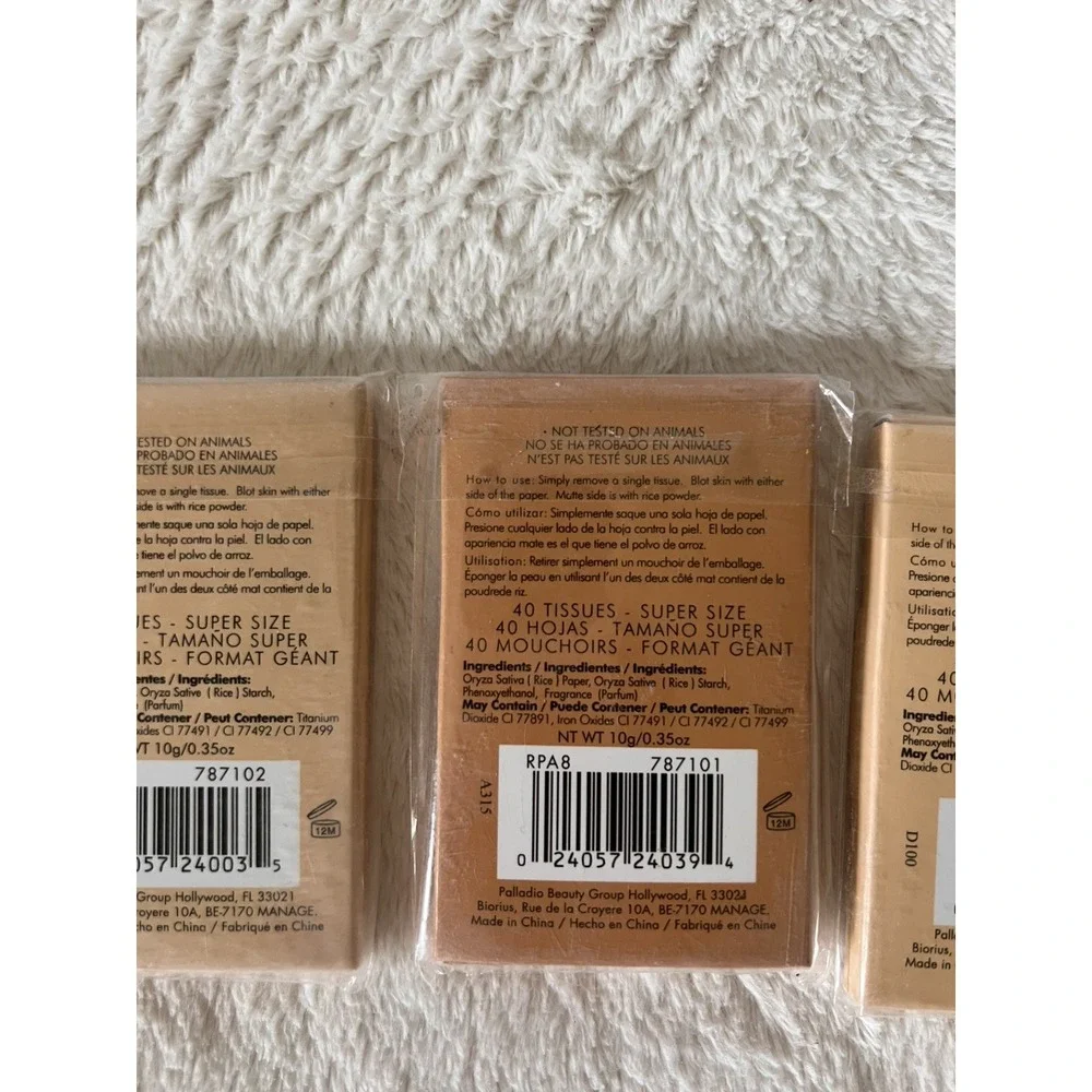 Palladio Rice Paper Facial Blotting Tissues Oil Absorbing Mixed Lot Warm Beige